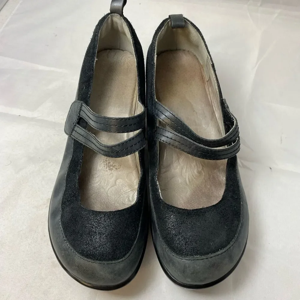 Jambu Women's Size 7.5M Leather Mary Jane Sport Wedge Shoes black